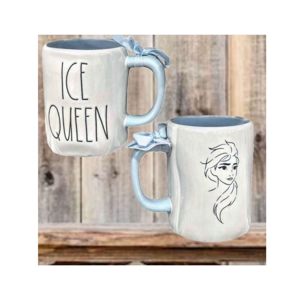 NWT Gorgeous Rae Dunn ICE QUEEN Elsa Blue & White Glossy Ceramic Frozen Mug